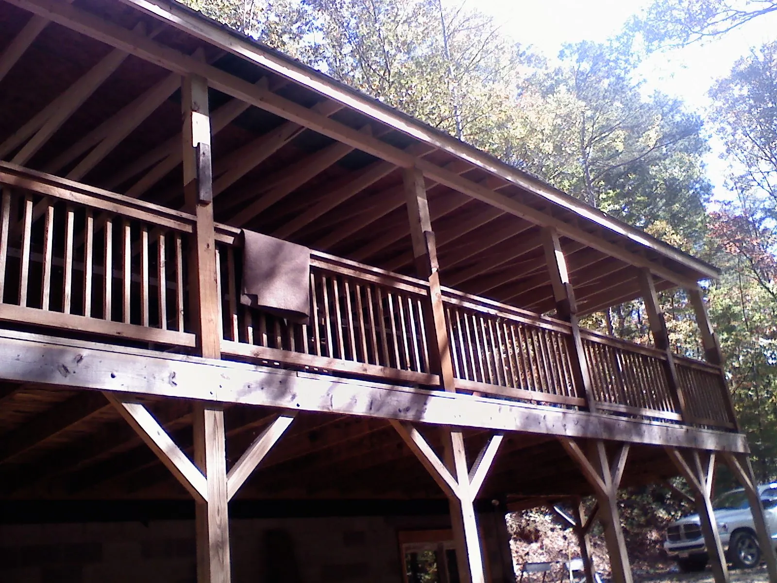 Timber framing under a new elevated porch and deck — Roof Leak Repair in Brewer by Roofing Brothers